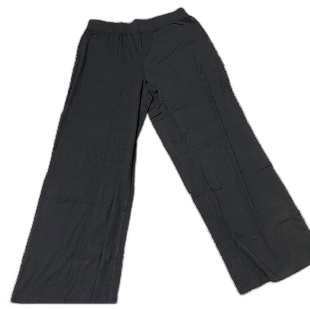 New Denim & Co. Beach black Jersey Wide-Leg Pants With Pockets M